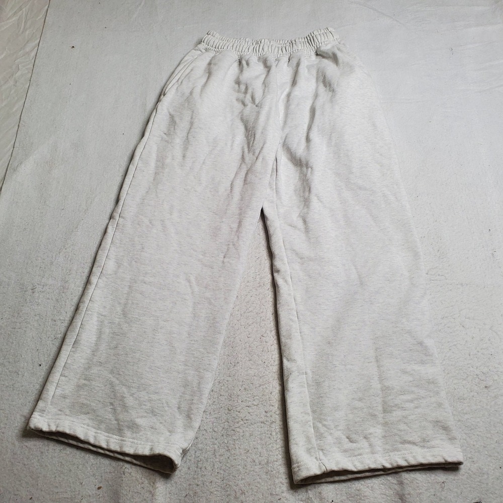 Hours Women's Sweatpants Oatmeal Heather Wide Leg Cotton Size Medium